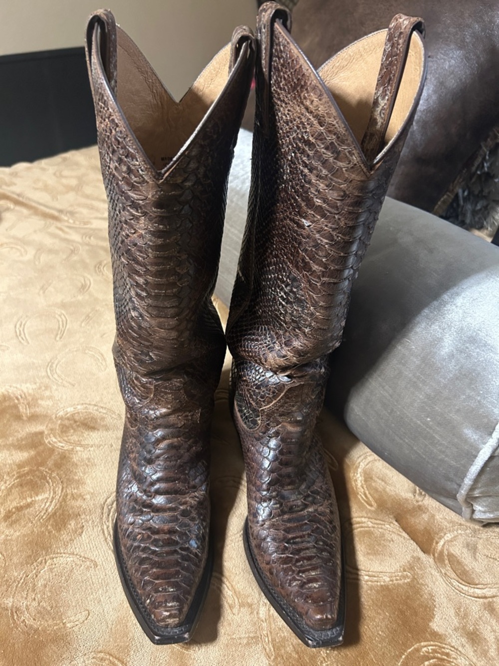Idyllwind Dark Brown Snake-Embossed Lace-Up Western Boots
